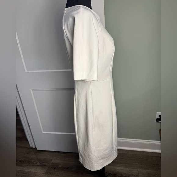 Shoshanna White Sheath Midi Dress Crew Neck fitted lined - Picture 2 of 9